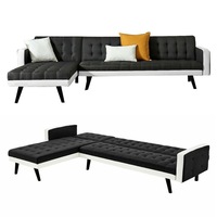 Foret 5 Seater Sofa Bed Modular Corner Lounge Recliner Couch Chaise Fabric Black White
