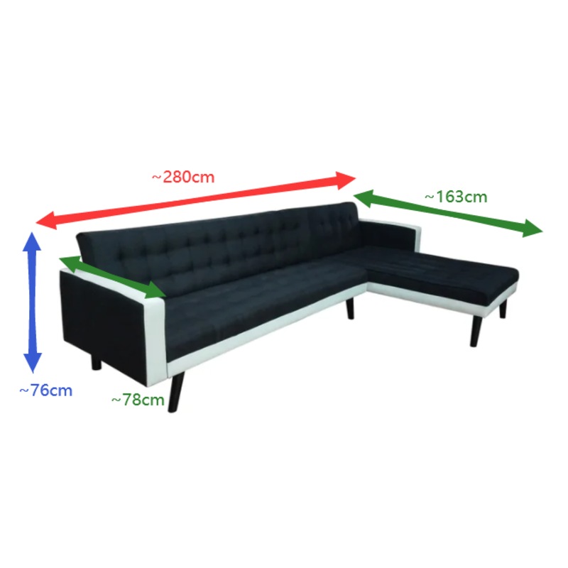 Foret 5 Seater Sofa Bed Fabric Modular Recliner Corner Futon Lounge