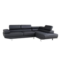 Foret 2.8m Black Fabric Sectional Sofa Chaise Lounge Suite Couch Furniture