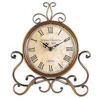 Salesbay 24cm Vintage Style Round Clock Table Bedside Desk Silent French Country Decor