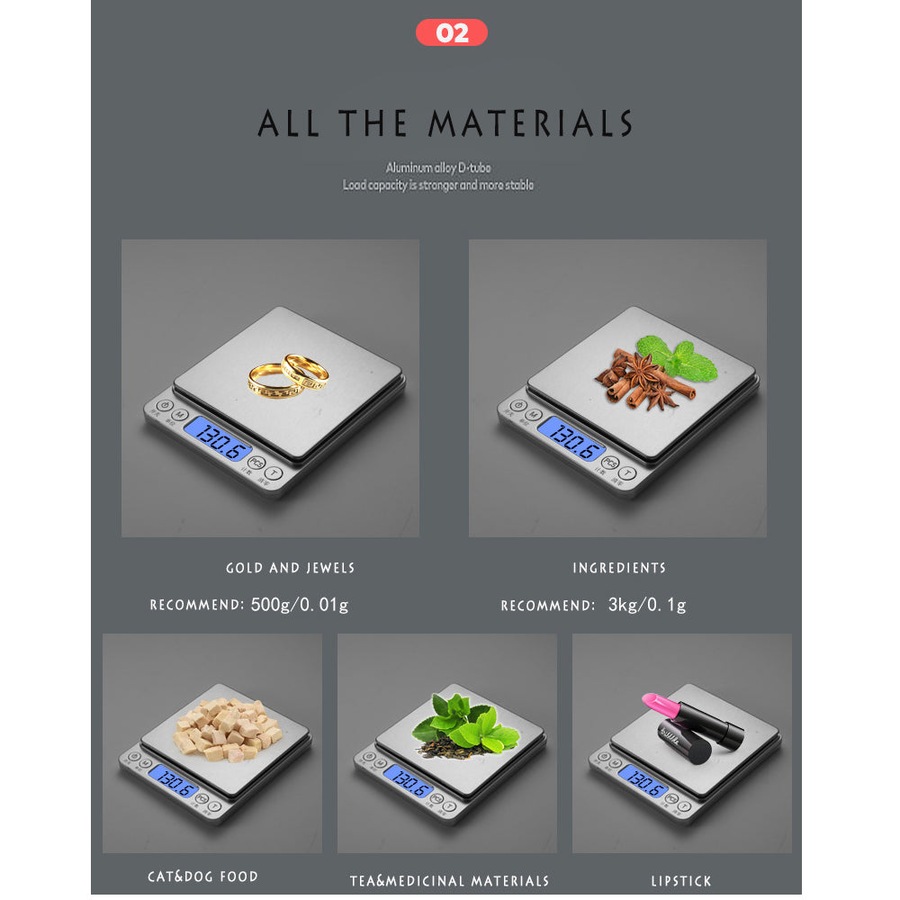 2kg/0.1g Electronic Kitchen Scale Weight Weighing Scales Batteries