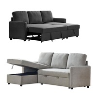 Foret 3 Seater Sofa Bed Modular Corner Pullout Lounge Storage Chaise Fabric Couch - 2 Colours