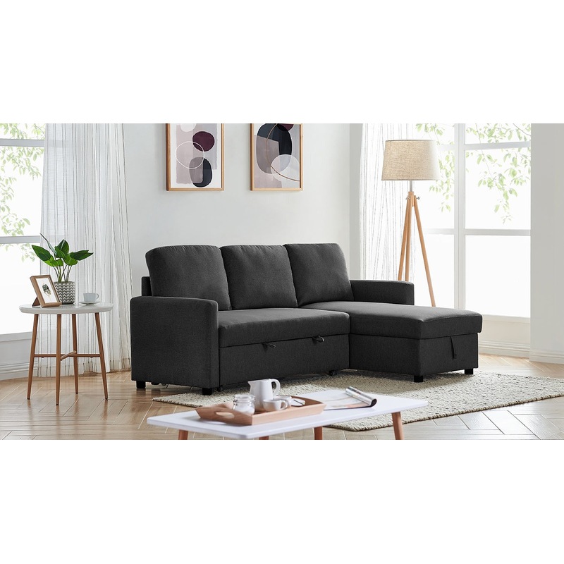 2m Linen Fabric 3 Seater Pullout Sofa Bed Modular With Storage Chaise Futon Corner Beds 7446931132145 2m Linen Fabric 3 Seater Pullout Sofa, Bandlon Sofa Chaise With Pull Out Sleeper And Storage