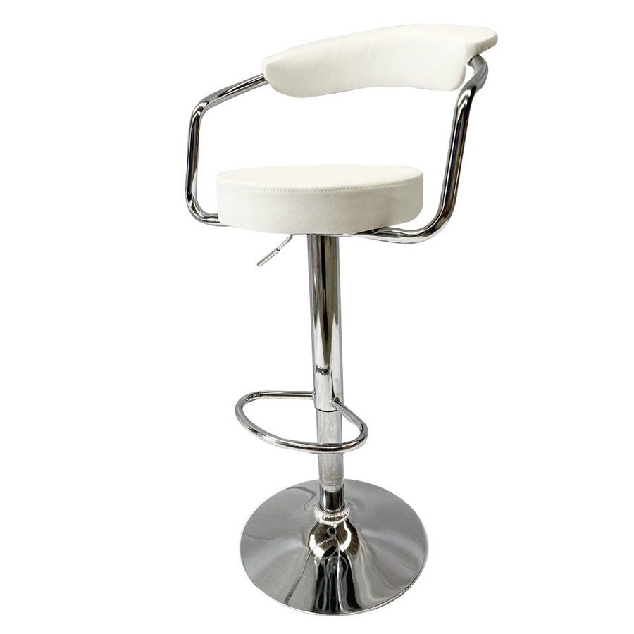 Foret Barstools 2x Bar Stools Gas Lift Swivel Stool Chairs Kitchen PU Leather Wh