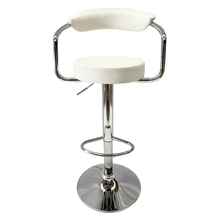 Foret Barstools 2x Bar Stools Gas Lift Swivel Stool Chairs Kitchen PU Leather Wh