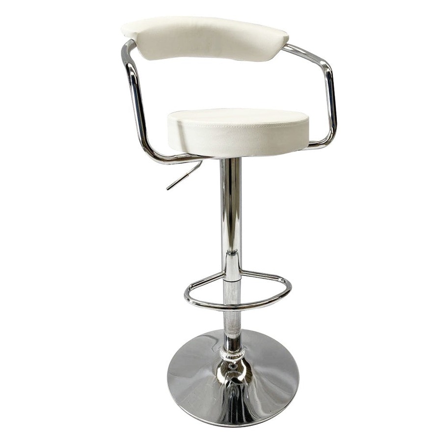 Foret Barstools 2x Bar Stools Gas Lift Swivel Stool Chairs Kitchen PU Leather Wh