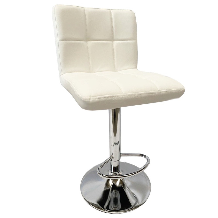 Foret Barstools 2x Bar Stools Gas Lift Swivel Stool Chairs Kitchen PU Leather Wh