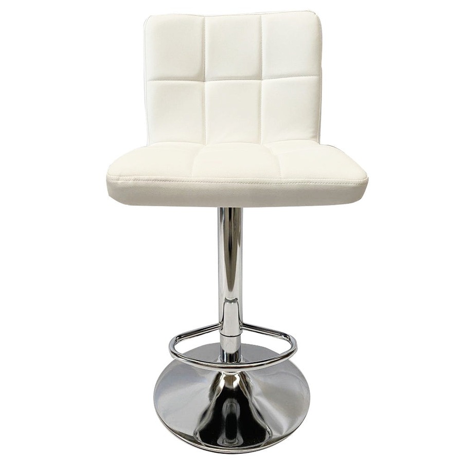 Foret Barstools 2x Bar Stools Gas Lift Swivel Stool Chairs Kitchen PU Leather Wh