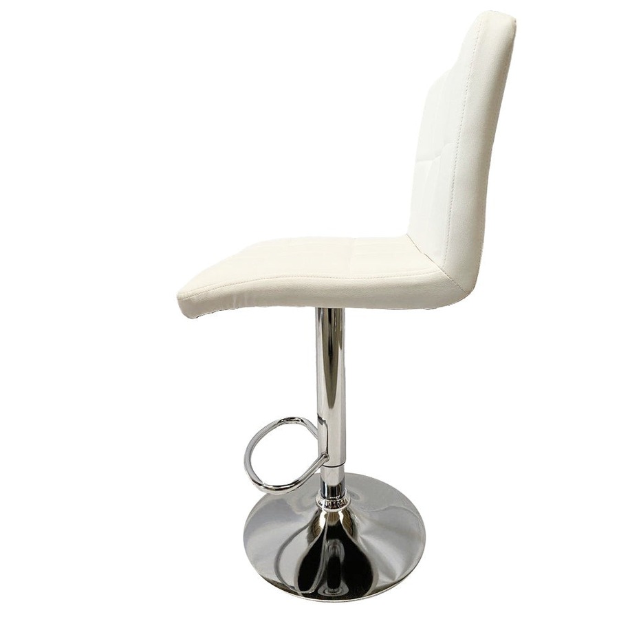 Foret Barstools 2x Bar Stools Gas Lift Swivel Stool Chairs Kitchen PU Leather Wh