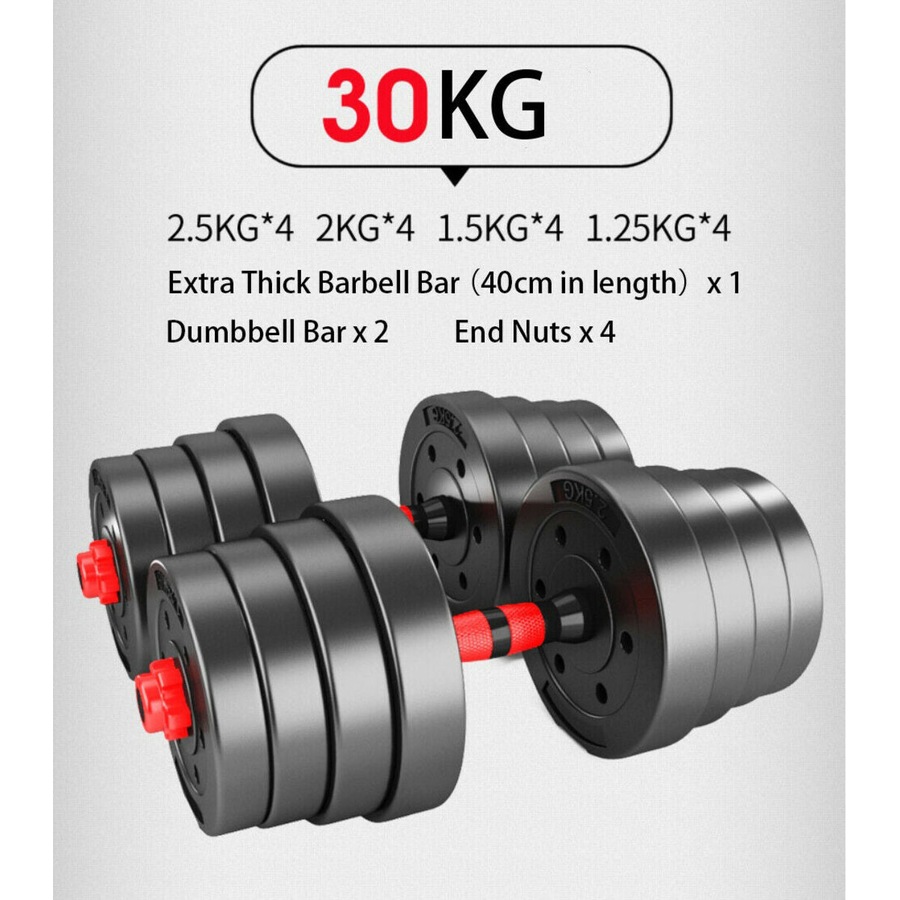Fitness Master 30kg Adjustable Dumbbell Set Barbell Home Gym Workout
