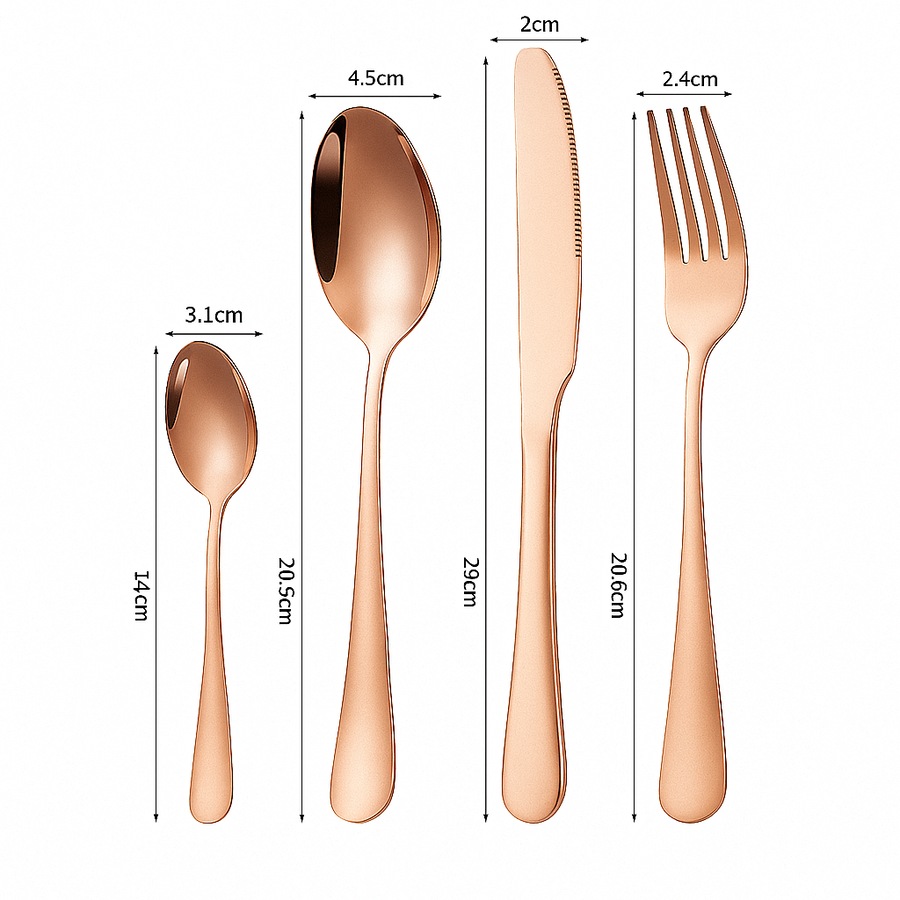 Cutlery Set Rose Gold 32 pcs Stainless Steel Knife Fork Spoon Stylish Teaspoon Kitchen