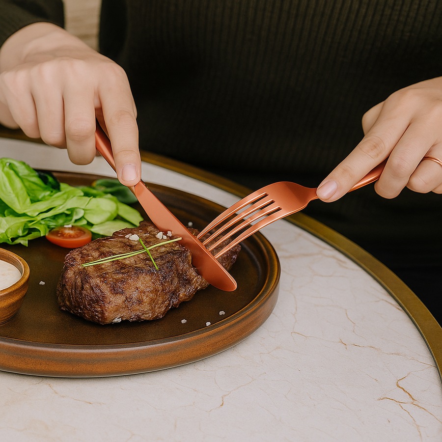 Cutlery Set Rose Gold 32 pcs Stainless Steel Knife Fork Spoon Stylish Teaspoon Kitchen