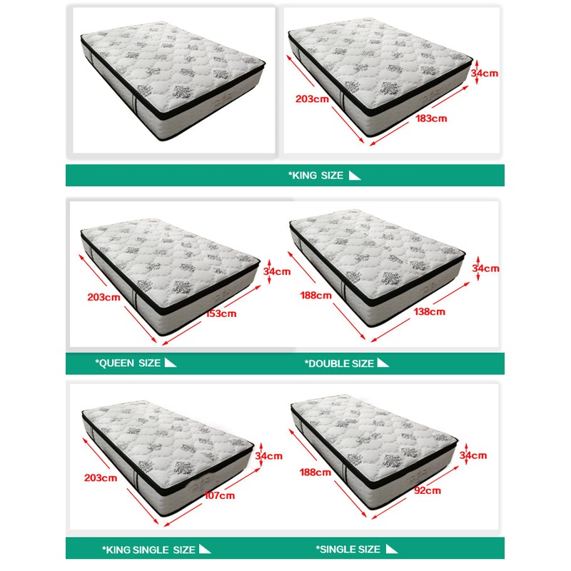 Mattress Medium Firm 34CM Euro Top Pocket Spring Foam Single King Single Double Queen King Size