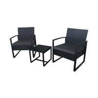 3pc Lounge Set Outdoor Furniture Rattan Wicker Chair Coffee Table Garden Patio Balcony
