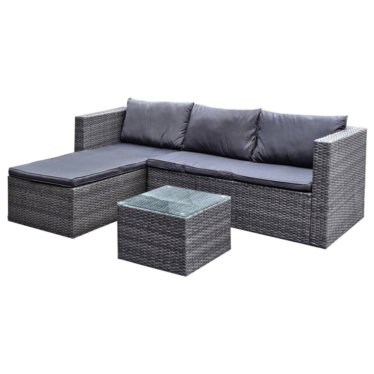 3pc Lounge Set Outdoor Sofa Furniture Rattan Wicker Chair Sofa