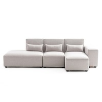 Foret 4 Seater Sofa Modular Corner Lounge Couch Fabric Left Chaise Ottoman Beige