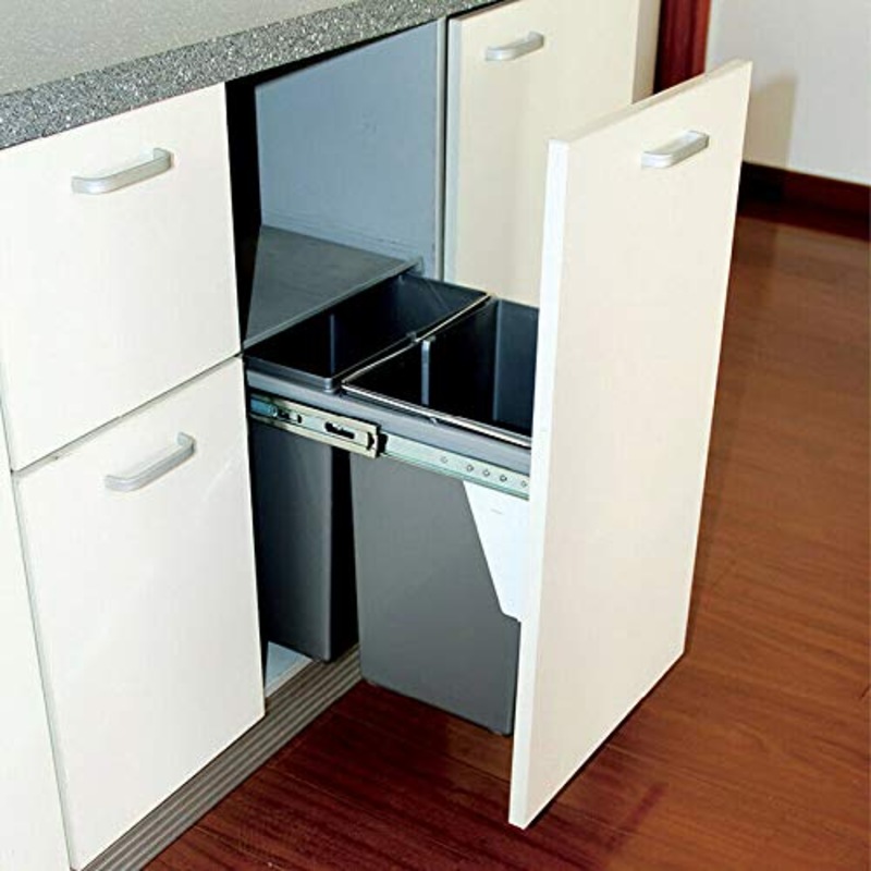 Pull Out Bin 40L Twin Kitchen Waste Dual Slide Out Garbage