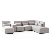 Foret 6 Seater Sofa Modular Corner Lounge Couch Fabric Right Chaise Beige L Shape