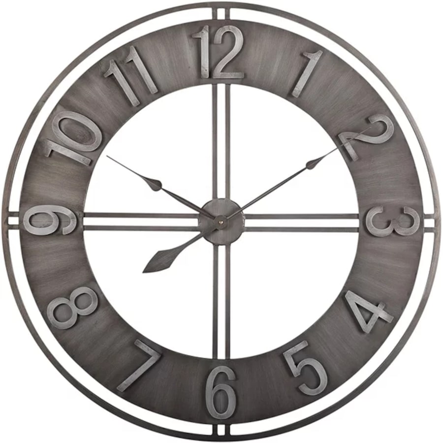 Salesbay 60cm Round Mute Wall Clock Metal Iron Vintage French Provincial Antique
