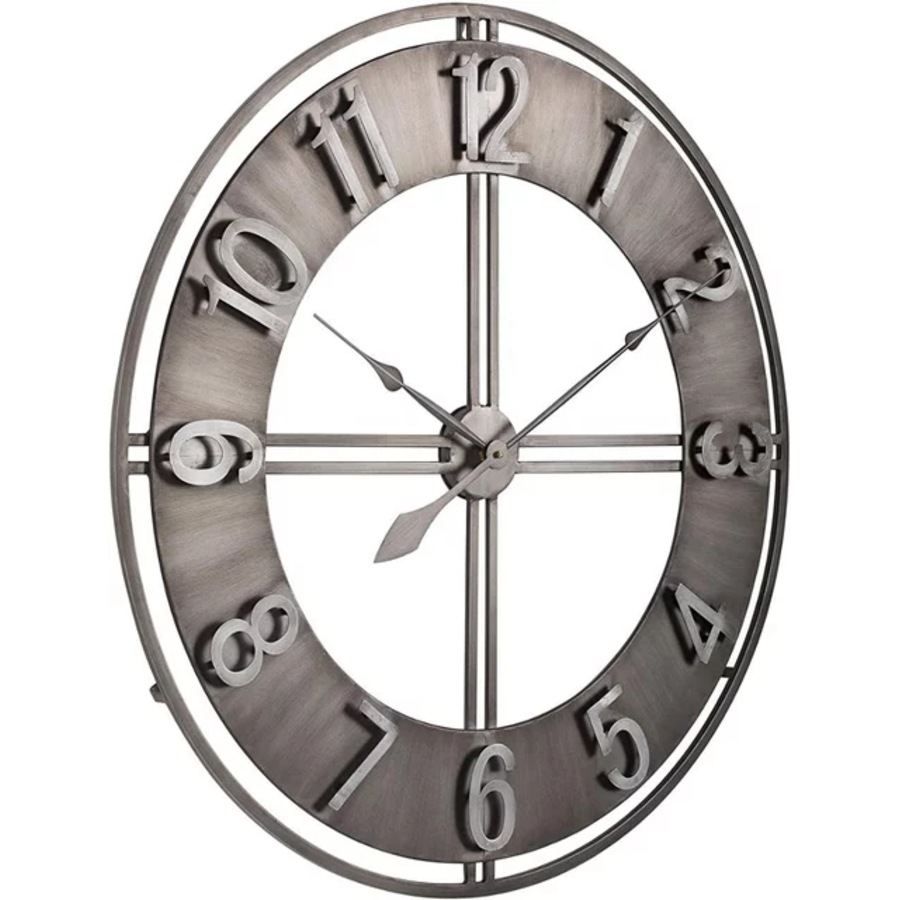 Salesbay 60cm Round Mute Wall Clock Metal Iron Vintage French Provincial Antique