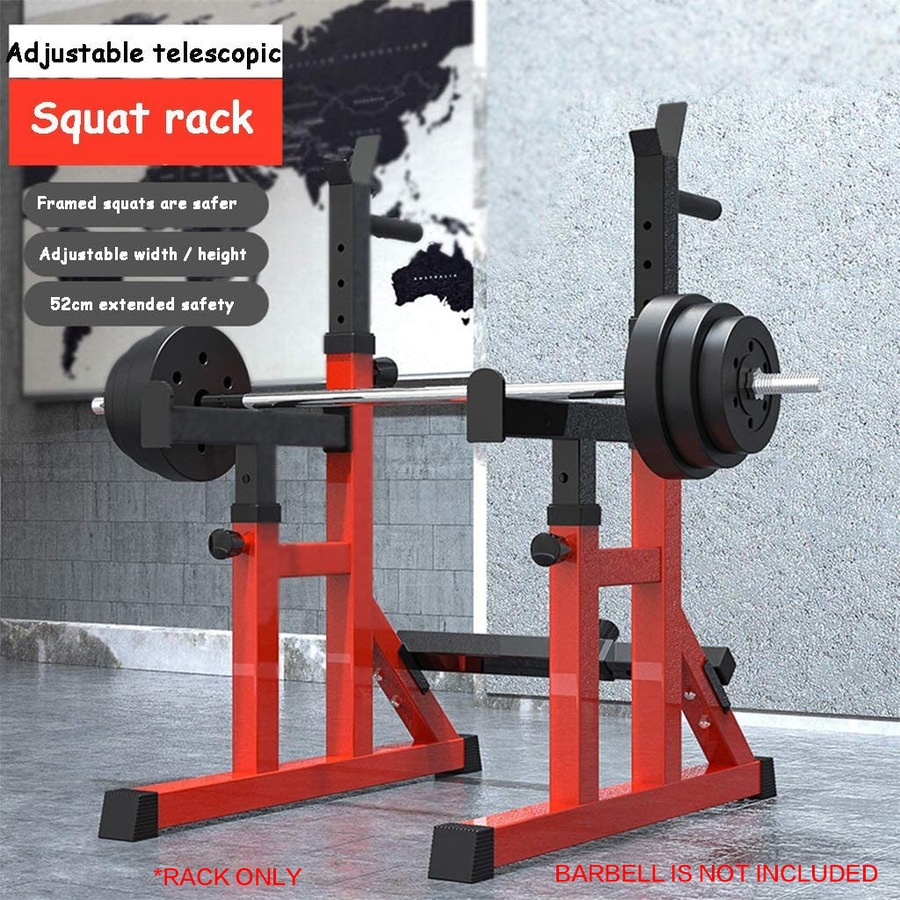 Fitness Master Adjustable Squat Rack Barbell Bench Press Stand Home Gym Weight Training