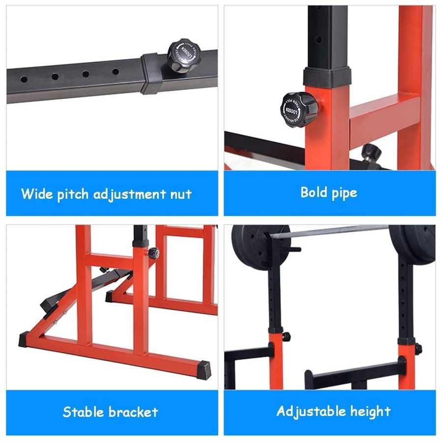 Fitness Master Adjustable Squat Rack Barbell Bench Press Stand Home Gym Weight Training