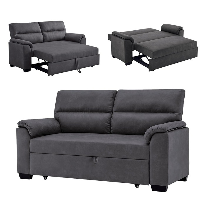 Sofa Bed Fabric Adjustable Black MyDeal