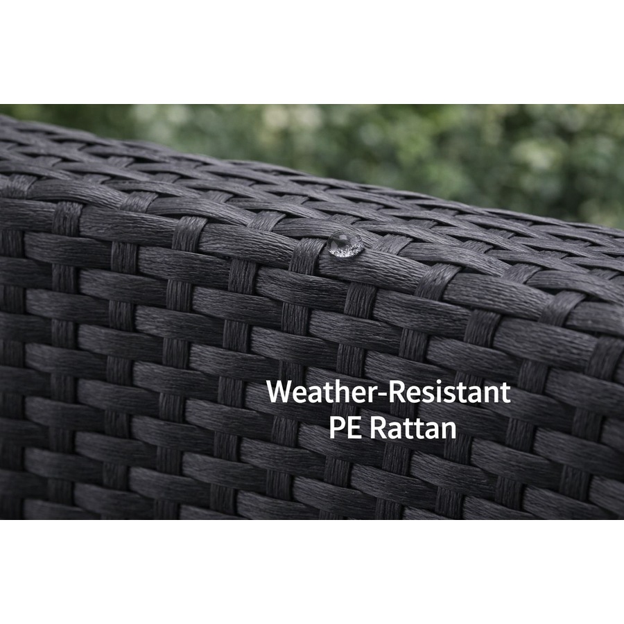 Elora 3pc Round Rattan Bistro Set Outdoor Patio Chairs w/ Glass Table Balcony