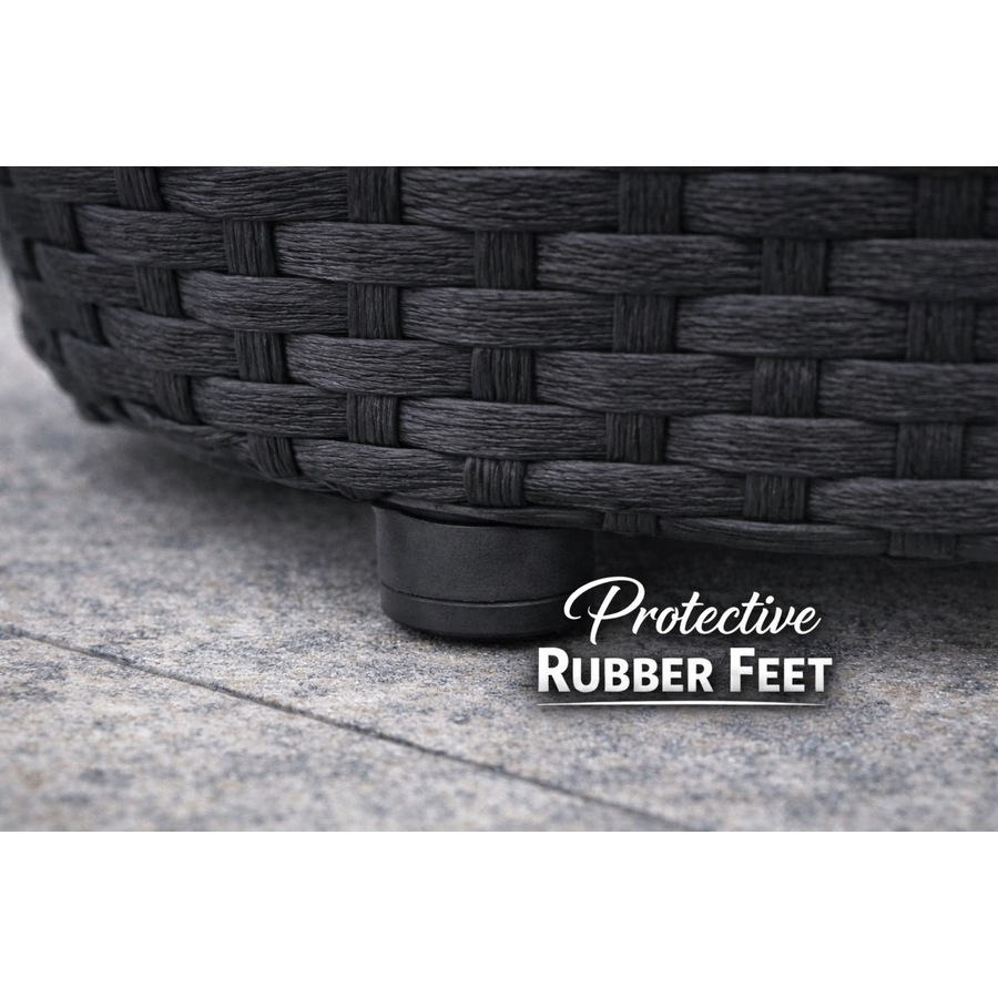 Elora 3pc Round Rattan Bistro Set Outdoor Patio Chairs w/ Glass Table Balcony