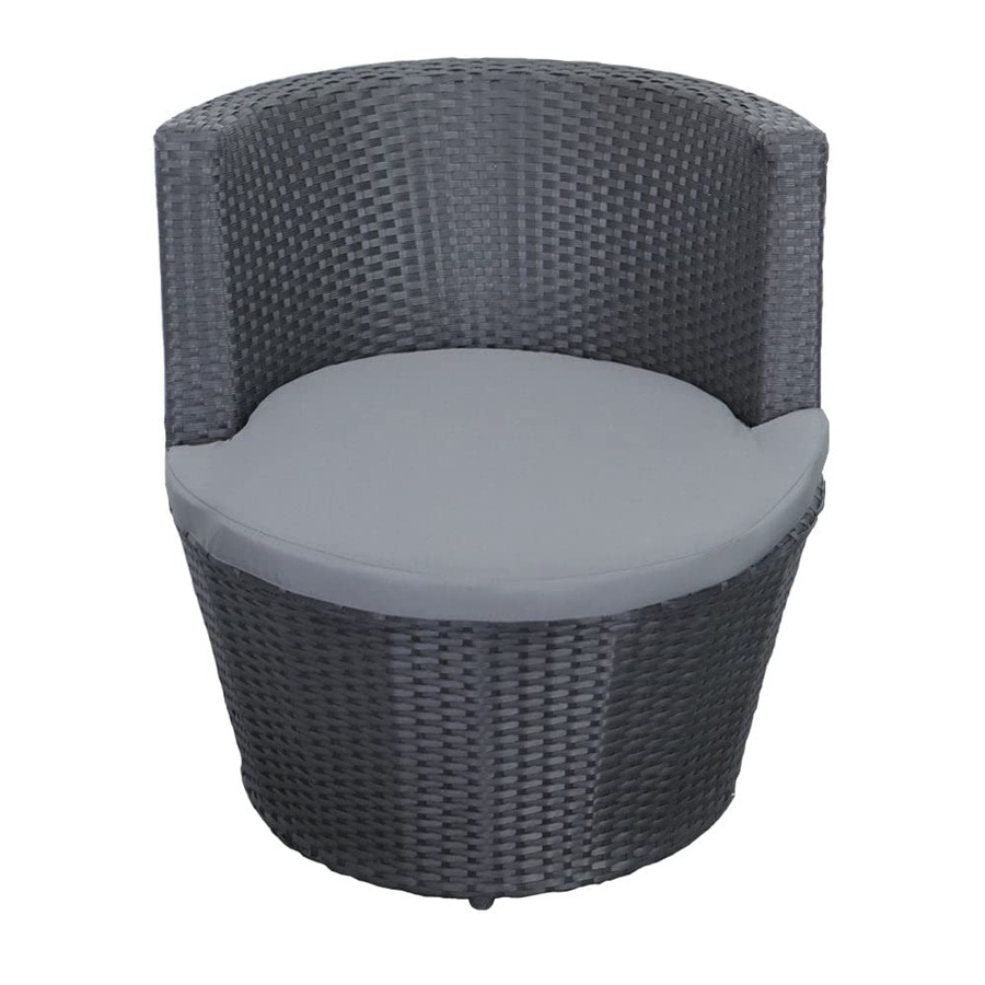 Elora 3pc Round Rattan Bistro Set Outdoor Patio Chairs w/ Glass Table Balcony