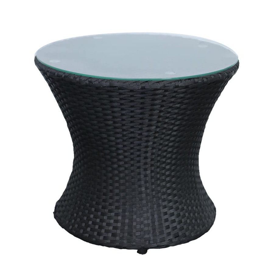 Elora 3pc Round Rattan Bistro Set Outdoor Patio Chairs w/ Glass Table Balcony