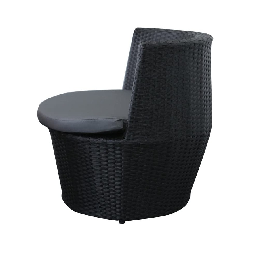 Elora 3pc Round Rattan Bistro Set Outdoor Patio Chairs w/ Glass Table Balcony