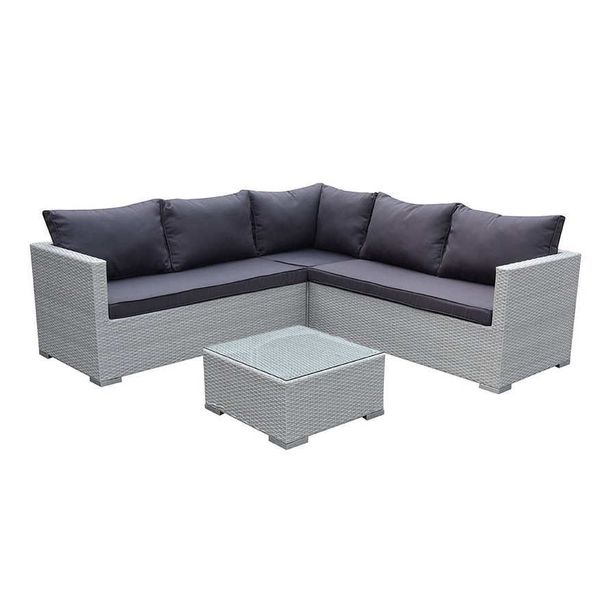Elora 4pc Outdoor Rattan Corner Sofa Set Patio Garden Furniture w/ Table