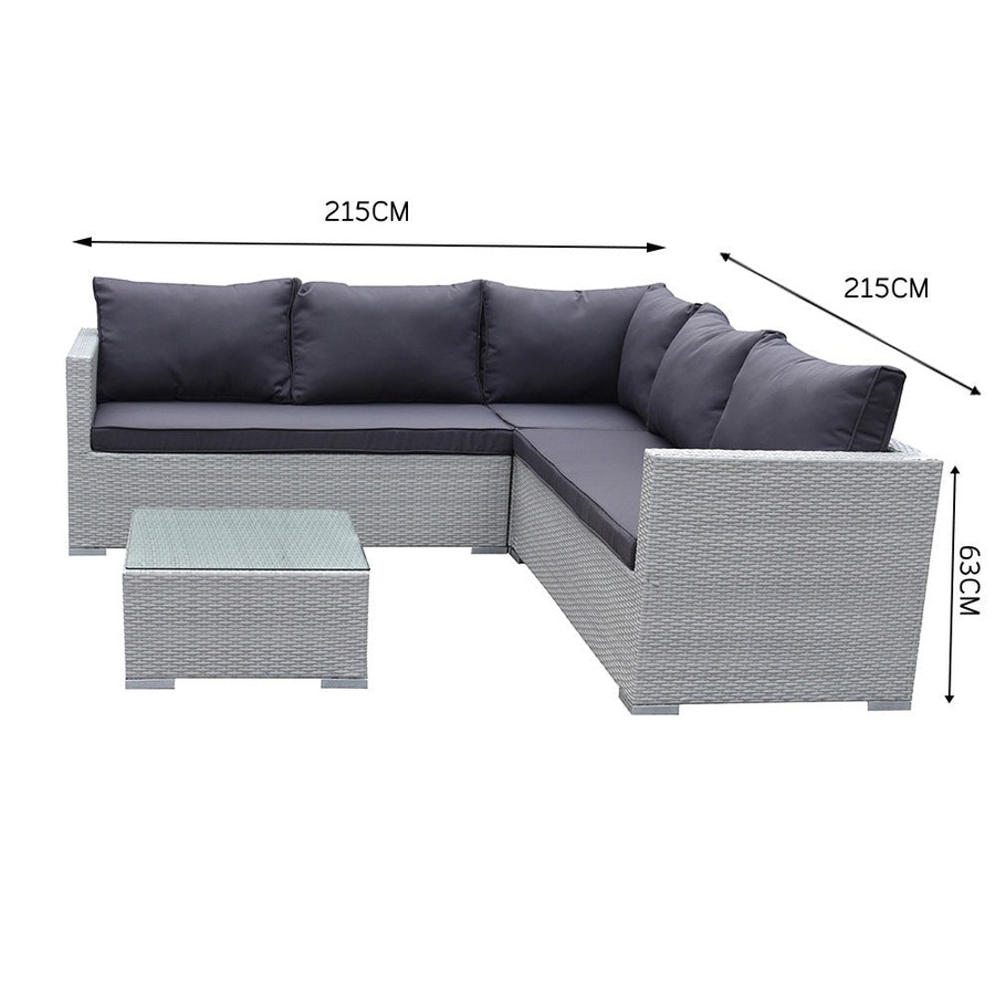 Elora 4pc Outdoor Rattan Corner Sofa Set Patio Garden Furniture w/ Table