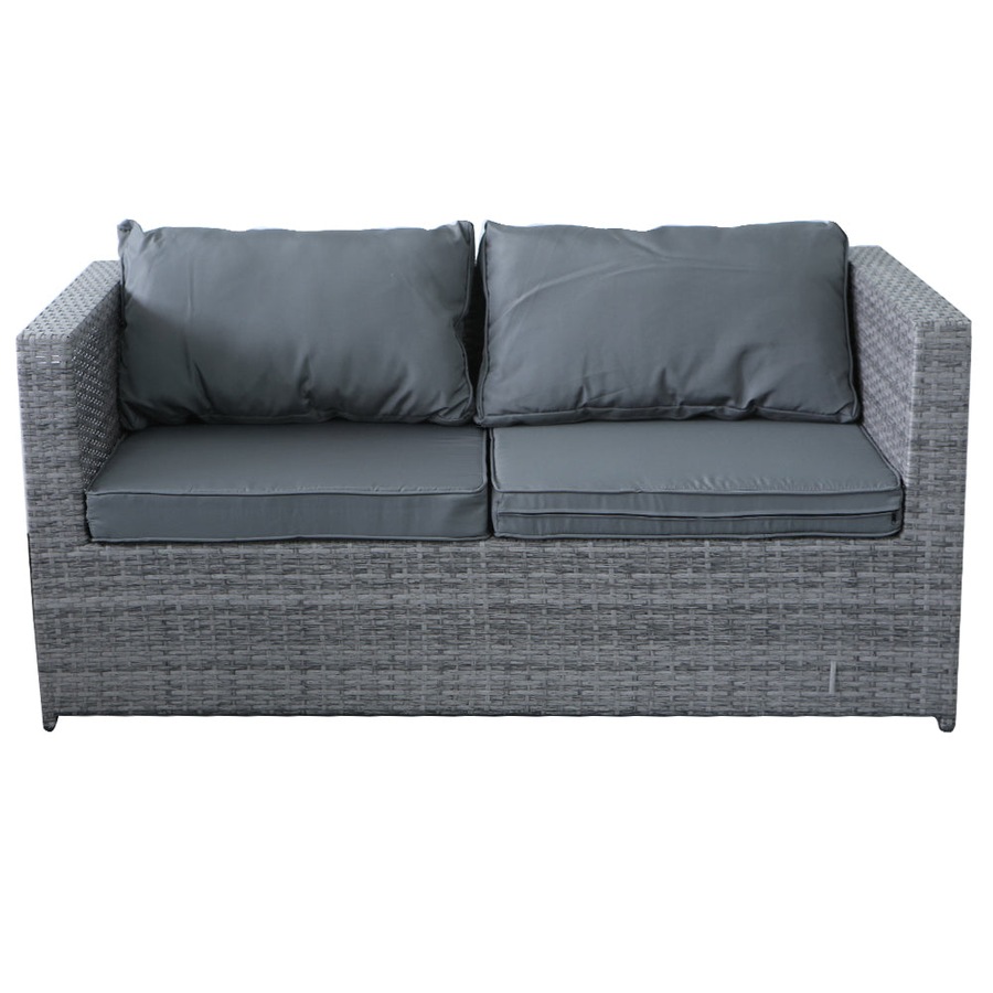 Elora 6pc Outdoor Rattan Wicker Sofa Set with Cushions Glass Table for Patio