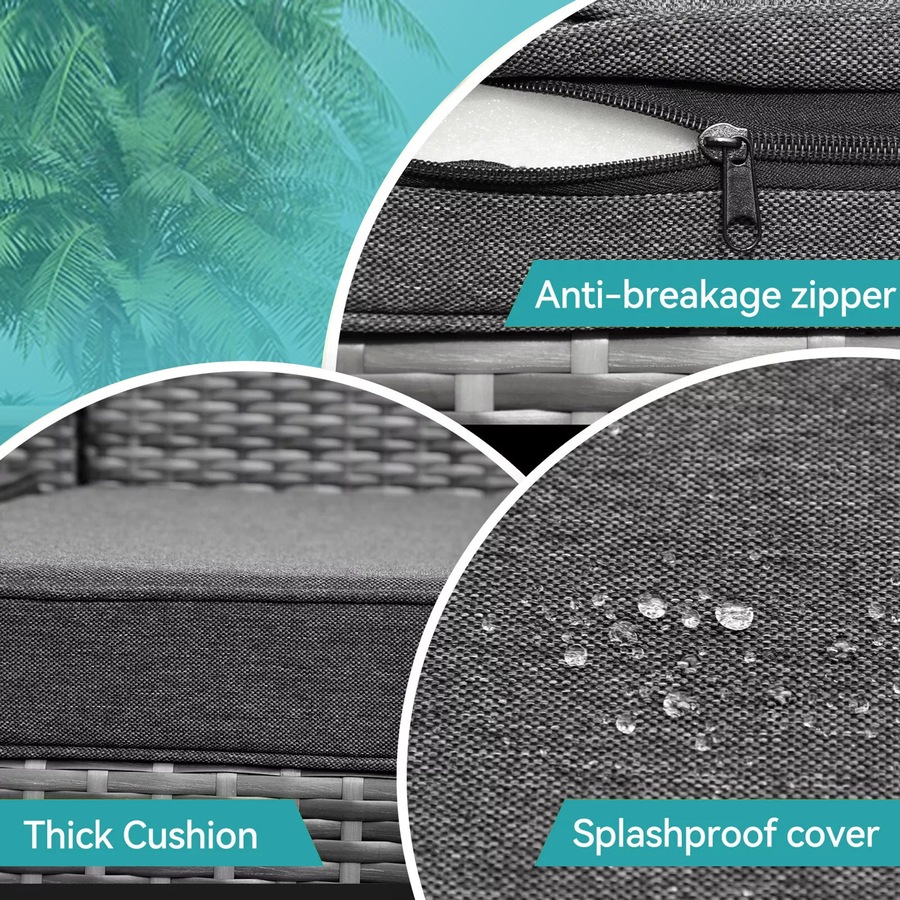 Elora 6pc Outdoor Rattan Wicker Sofa Set with Cushions Glass Table for Patio