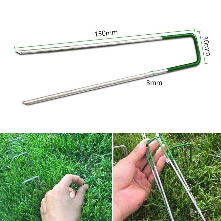Elora Artificial Grass Pins 200pcs U Tent Pegs Synthetic Fake Lawn Weedmat Turf Fastening