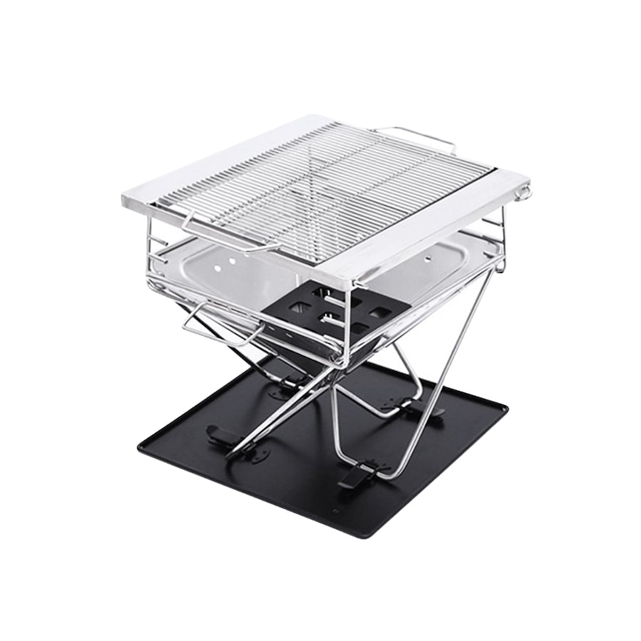 Elore BBQ Grill Fire Pit Camping Portable Foldable Stainless Steel 17.5 inch