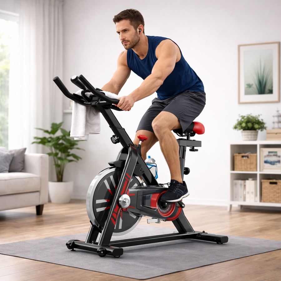 Buy FITNESS MASTER Exercise Spin Bike 8kg Flywheel Belt Drive LCD ...