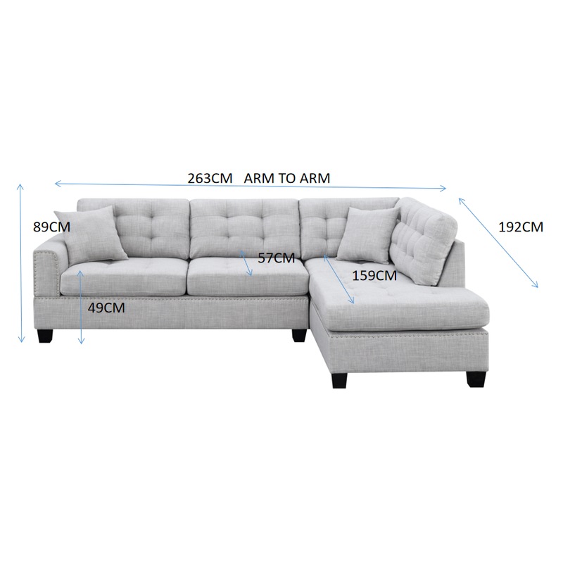 Buy Foret 4/5 Seater Sofa Modular Corner Lounge Chaise Couch Studs