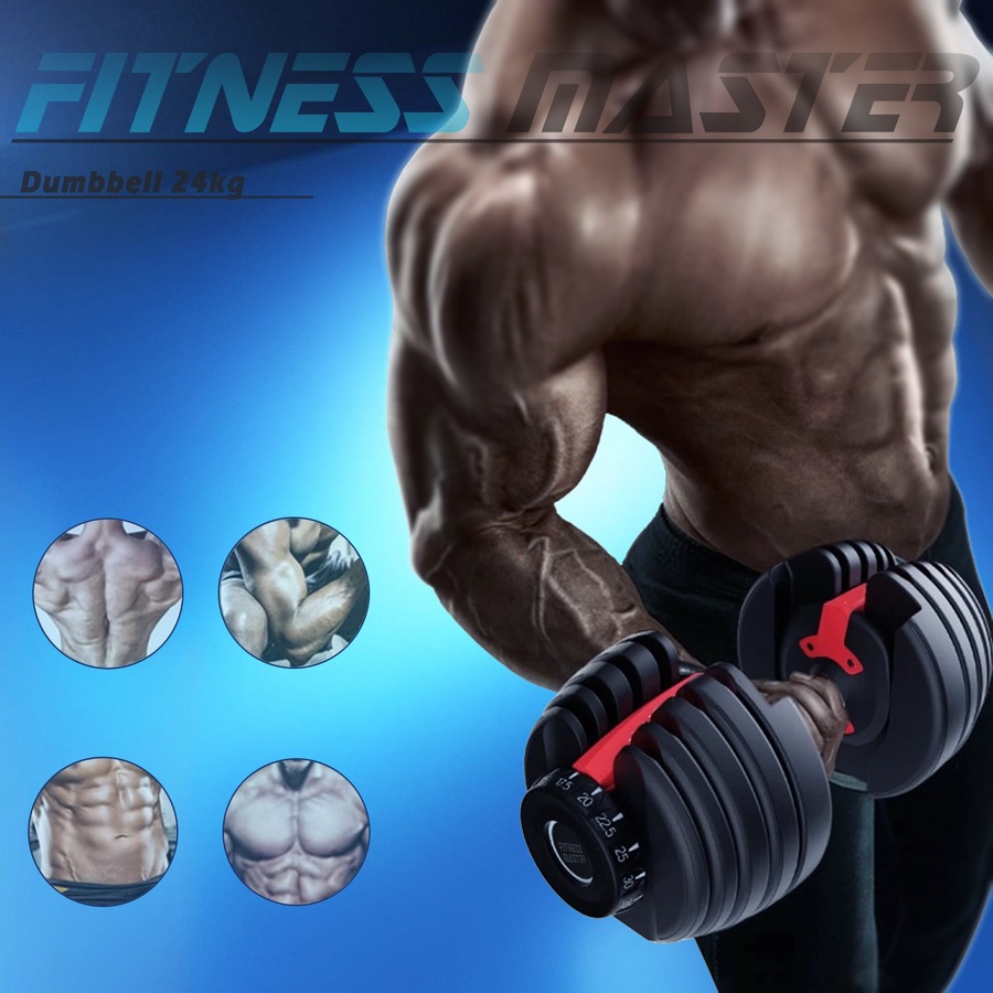Fitness Master 24kg Single Adjustable Dumbbell Dial Home Gym Fitness Weight