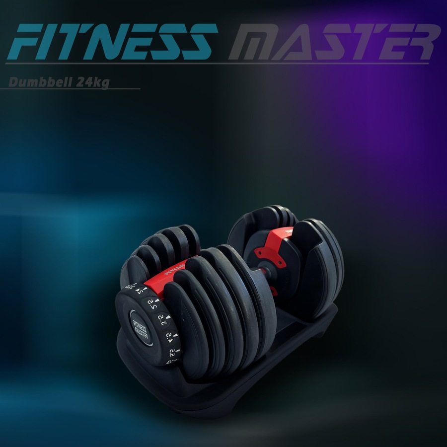 Fitness Master 24kg Single Adjustable Dumbbell Dial Home Gym Fitness Weight