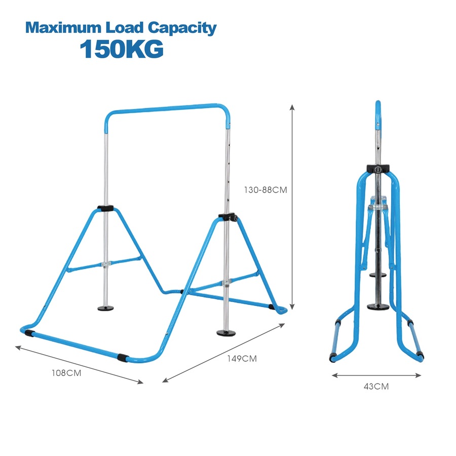 FITNESS MASTER Kids Gymnastics Bars Training Horizontal Bar Monkey Kip Bar Blue
