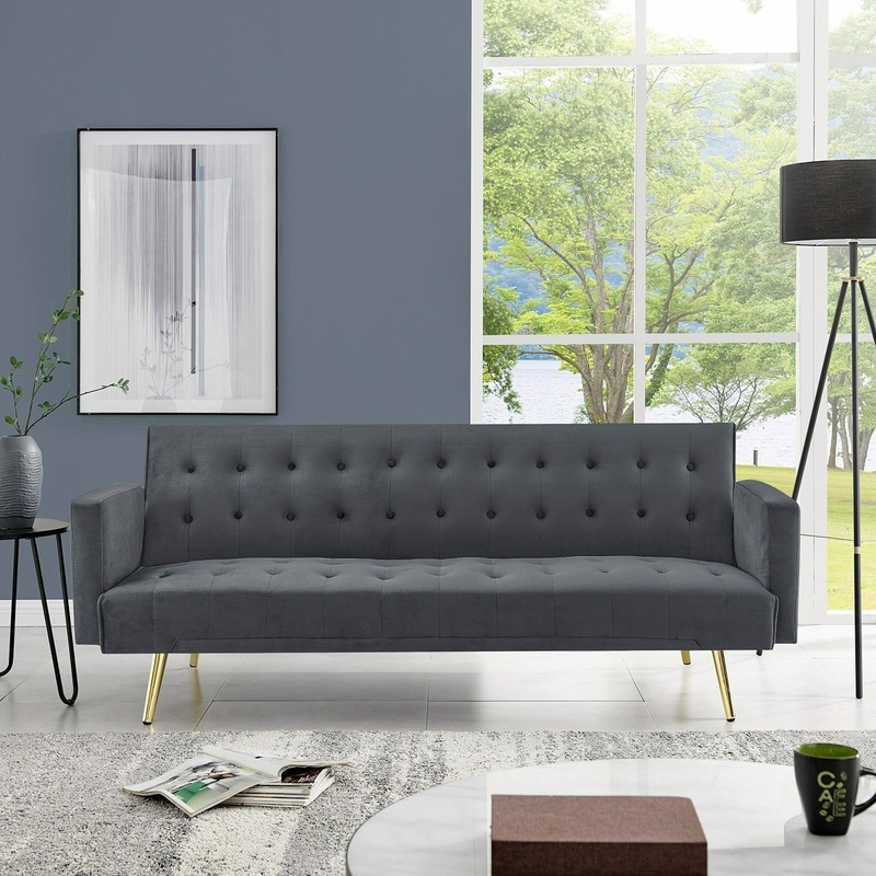 Buy Foret 3 Seater Sofa Bed Lounge Recliner Couch Futon Chair Velvet