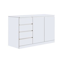 Foret Dresser Tallboy Lowboy Cabinet Bedroom Storage Chest 4 Drawers Wood White 2 Doors