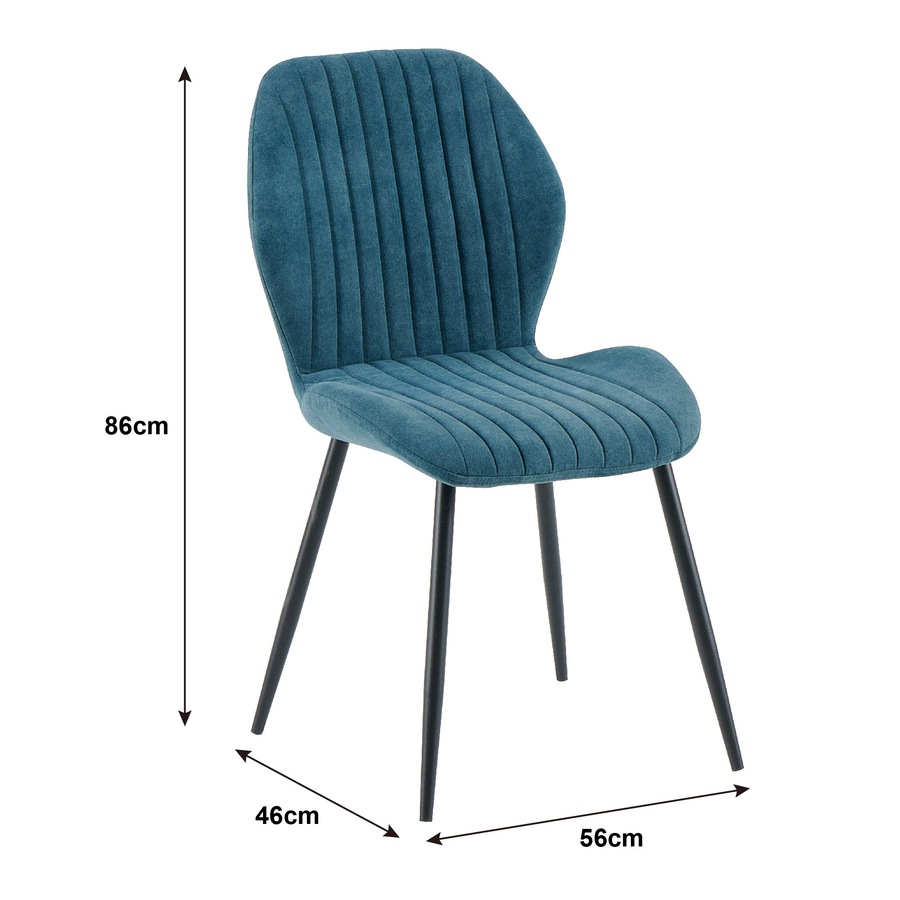 FORET 5pcs Dining Table Set 120cm White Table & 4 Blue Upholstered Chairs