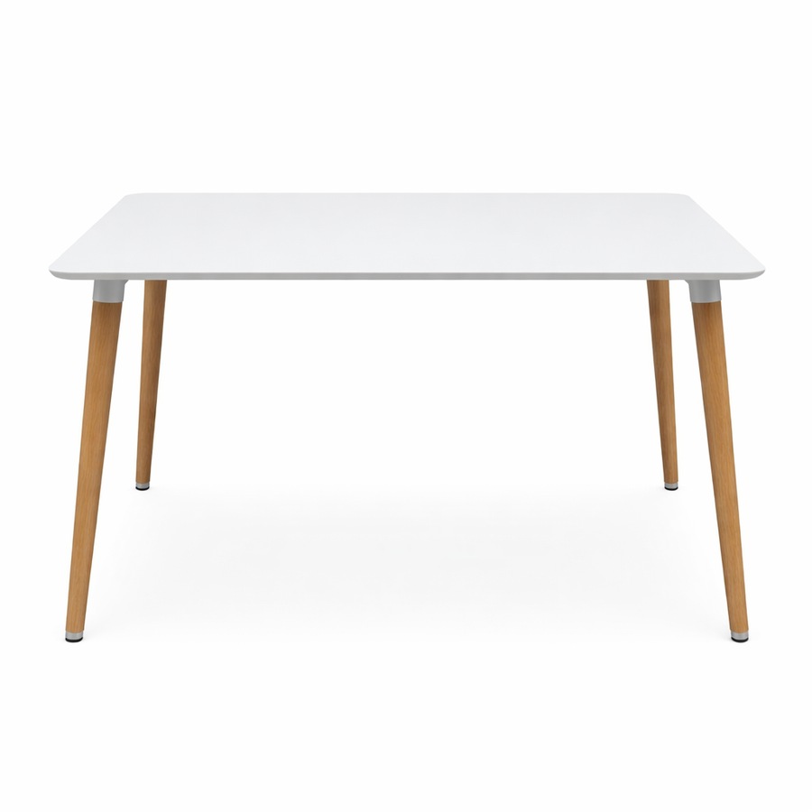 FORET 5pcs Dining Table Set 120cm White Table & 4 Blue Upholstered Chairs