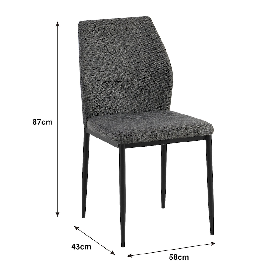 FORET Dining Table Set For 4 White Table Dark Grey Fabric Chairs