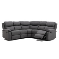 Foret 5 Seater Sofa Corner Lounge Recliner Footrest Bed Chaise Couch Fabric Grey Dark