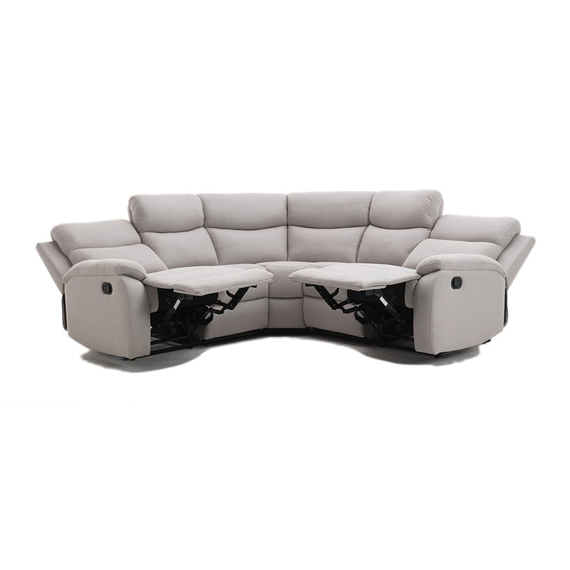 Buy Foret 5 Seater Sofa Corner Lounge Recliner Footrest Bed Chaise Couch Fabric Grey Light MyDeal
